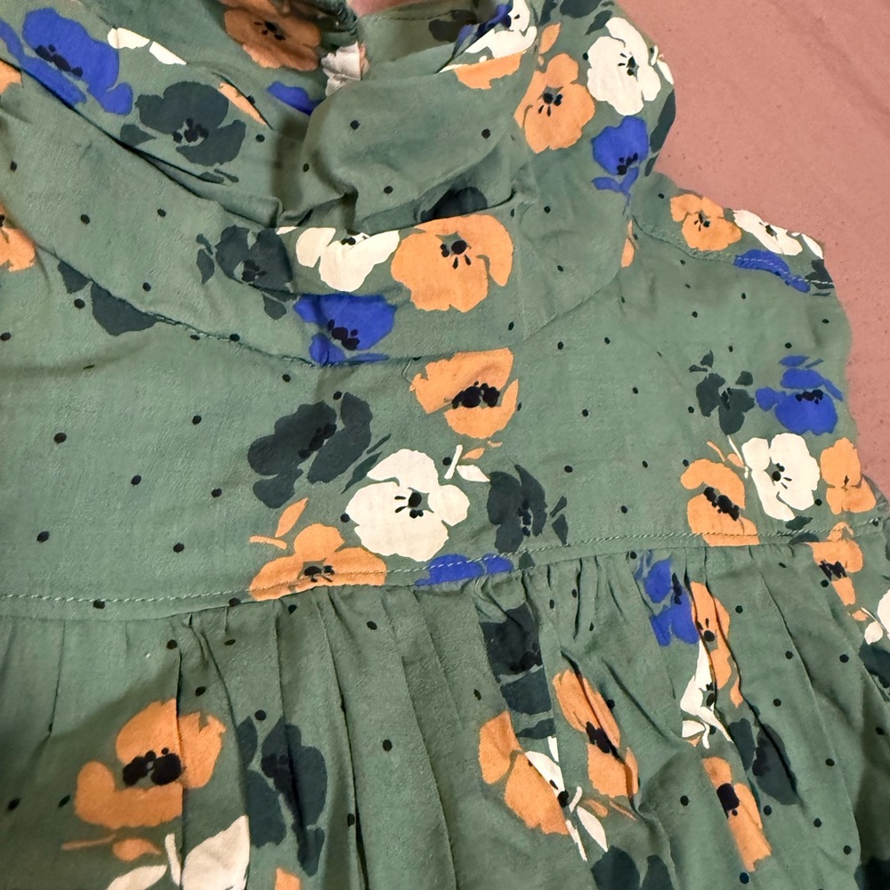 Lands' End Green Dress with Floral Pattern